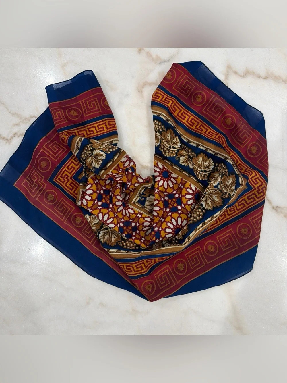 Baroque Pattern Silk-Feel Scarf
